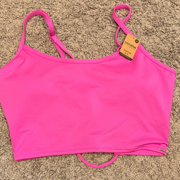 Pink Cropped Sports Bra - Picture 1 of 4